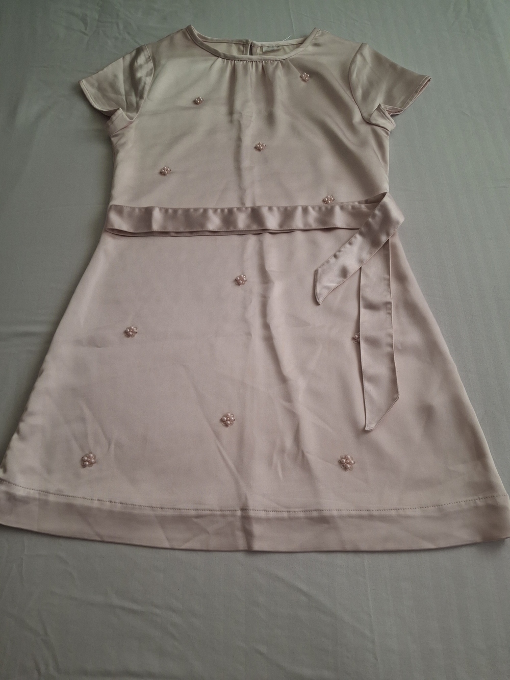 abercrombie kids Pink Pearl Accent Satin Belt Dress